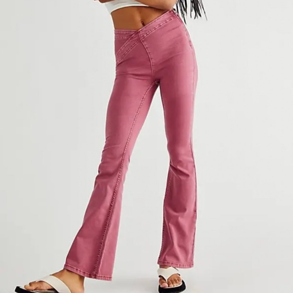 Free People Pink/Rouge Juliet Flare Jeans 28/6 NWT NEW!